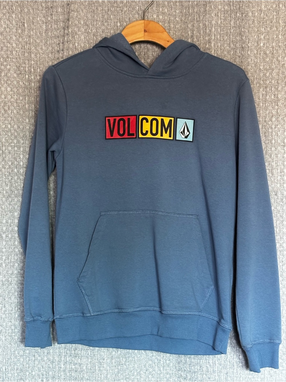 Volcom Boys Blue Pullover Hoodie Logo Graphic Sweatshirt Size Large L